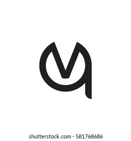 initial letter logo qv, vq, v inside q rounded lowercase black monogram