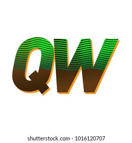 initial letter logo QW colored green and brown with striped composition, Vector logo design template elements for your business or company identity