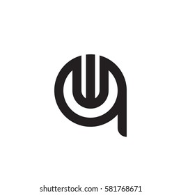 initial letter logo qw, wq, w inside q rounded lowercase black monogram