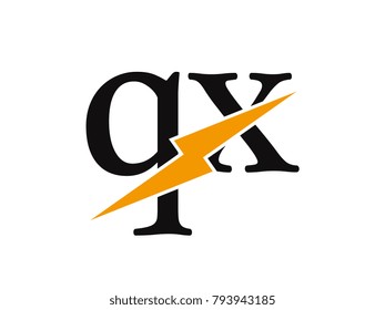 Initial letter logo qx lowercase thunder vector design