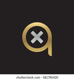initial letter logo qx, xq, x inside q rounded lowercase logo gold silver