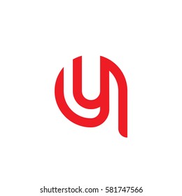initial letter logo qy, yq, y inside q rounded lowercase red flat