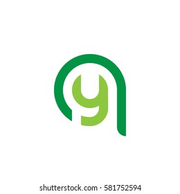 initial letter logo qy, yq, y inside q rounded lowercase green flat