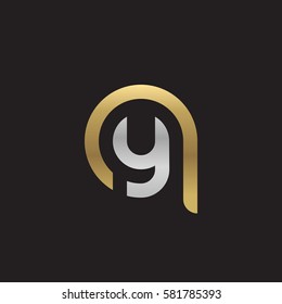 initial letter logo qy, yq, y inside q rounded lowercase logo gold silver