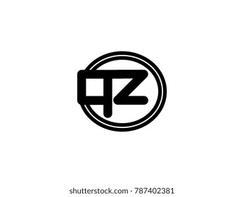 Initial letter logo qz lowercase in a black oval circle