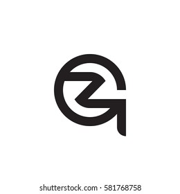 initial letter logo qz, zq, z inside q rounded lowercase black monogram