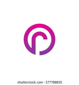 initial letter logo r inside circle shape, or, ro, r inside o rounded lowercase purple pink