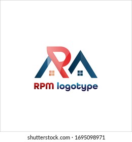 initial letter logo R. RPM colored template on a white background
