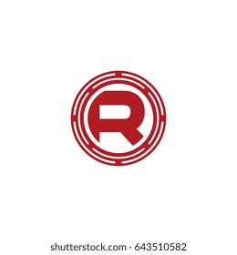 initial letter logo r uppercase red monogram