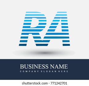 initial letter logo RA colored blue with striped compotition, Vector logo design template elements for your business or company identity
