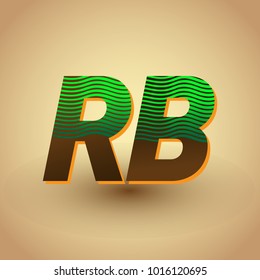 initial letter logo RB colored green and brown with striped composition, Vector logo design template elements for your business or company identity