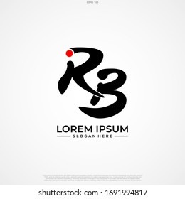 Initial Letter Logo RB Handwriting Logo template.