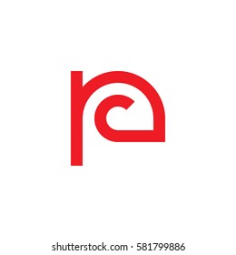 initial letter logo rc, cr, c inside r rounded lowercase red flat