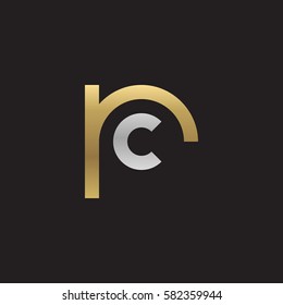 initial letter logo rc, cr, c inside r rounded lowercase logo gold silver