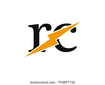 Initial letter logo rc lowercase thunder vector design