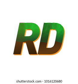initial letter logo RD colored green and brown with striped composition, Vector logo design template elements for your business or company identity