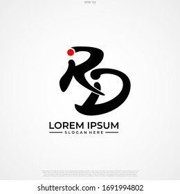 Initial Letter Logo RD Handwriting Logo template.