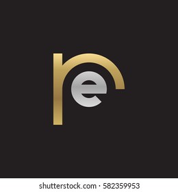 initial letter logo re, er, e inside r rounded lowercase logo gold silver