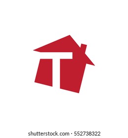 initial letter logo red house