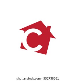 initial letter logo red house