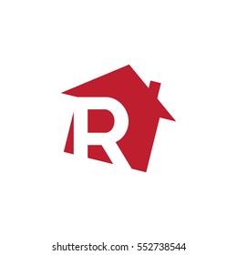initial letter logo red house
