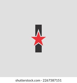 Initial Letter I logo, Red star sign Branding Identity Corporate unusual logo design template