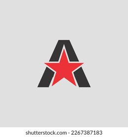 Initial Letter A logo, Red star sign Branding Identity Corporate unusual logo design template