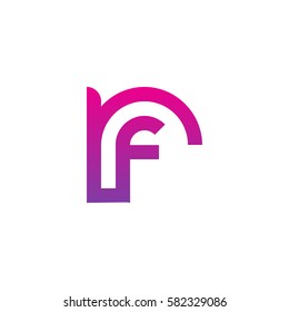 initial letter logo rf, fr, f inside r rounded lowercase purple pink