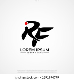Plantilla de logotipo de escritura a mano con logotipo RF de carta inicial.