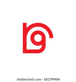 initial letter logo rg, gr, g inside r rounded lowercase red flat