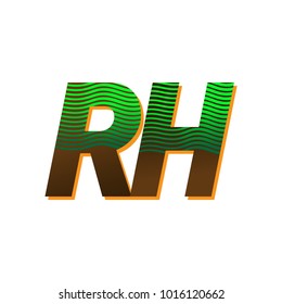 initial letter logo RH colored green and brown with striped composition, Vector logo design template elements for your business or company identity