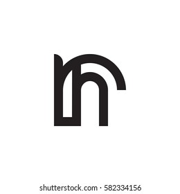 initial letter logo rh, hr, h inside r rounded lowercase black monogram