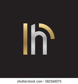 initial letter logo rh, hr, h inside r rounded lowercase logo gold silver