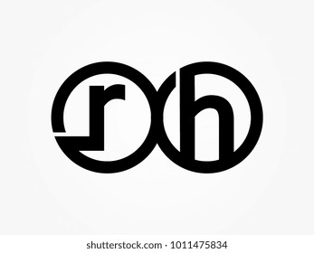 Initial letter logo rh lowercase related in circles black