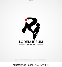 Initial Letter Logo RI Handwriting Logo template.