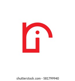 initial letter logo ri, ir, i inside r rounded lowercase red flat