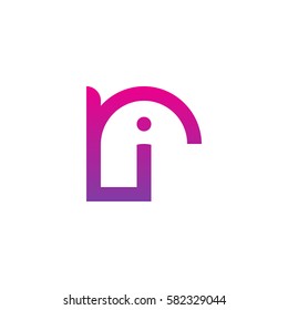 initial letter logo ri, ir, i inside r rounded lowercase purple pink