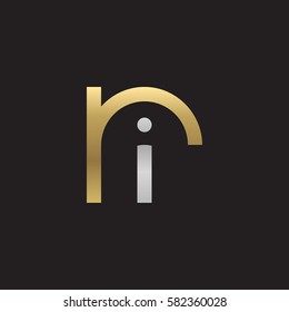 initial letter logo ri, ir, i inside r rounded lowercase logo gold silver