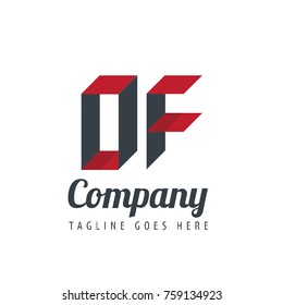 Initial Letter OF Logo With Ribbon Style