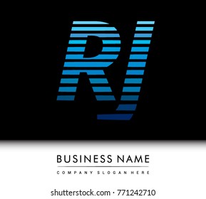 initial letter logo RJ colored blue with striped compotition, Vector logo design template elements for your business or company identity
