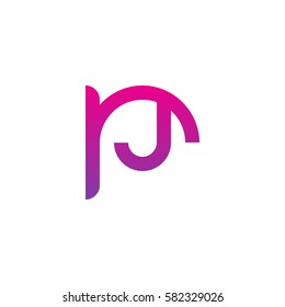 initial letter logo rj, jr, j inside r rounded lowercase purple pink