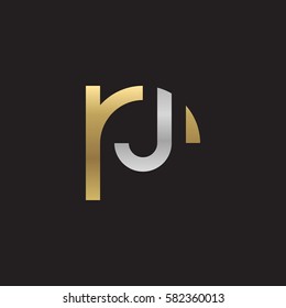 initial letter logo rj, jr, j inside r rounded lowercase logo gold silver
