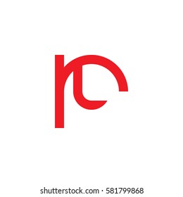 initial letter logo rl, lr, l inside r rounded lowercase red flat