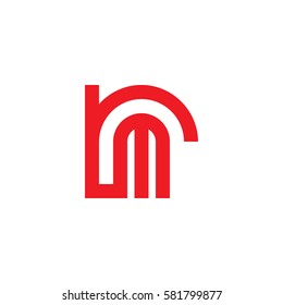 initial letter logo rm, mr, m inside r rounded lowercase red flat