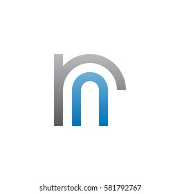 initial letter logo rn, nr, n inside r rounded lowercase blue gray