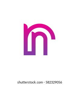 initial letter logo rn, nr, n inside r rounded lowercase purple pink