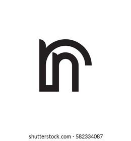 initial letter logo rn, nr, n inside r rounded lowercase black monogram