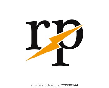 Initial letter logo rp lowercase thunder vector design