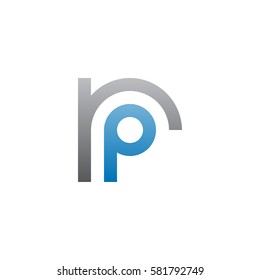 initial letter logo rp, pr, p inside r rounded lowercase blue gray