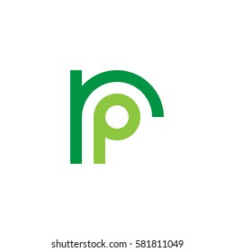 initial letter logo rp, pr, p inside r rounded lowercase green flat